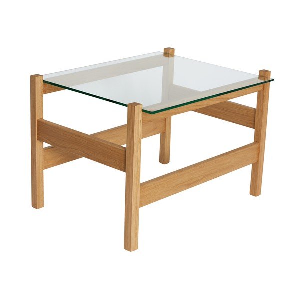 Klubska mizica s stekleno mizno ploščo v naravni barvi 52x66 cm Ledge – Hübsch