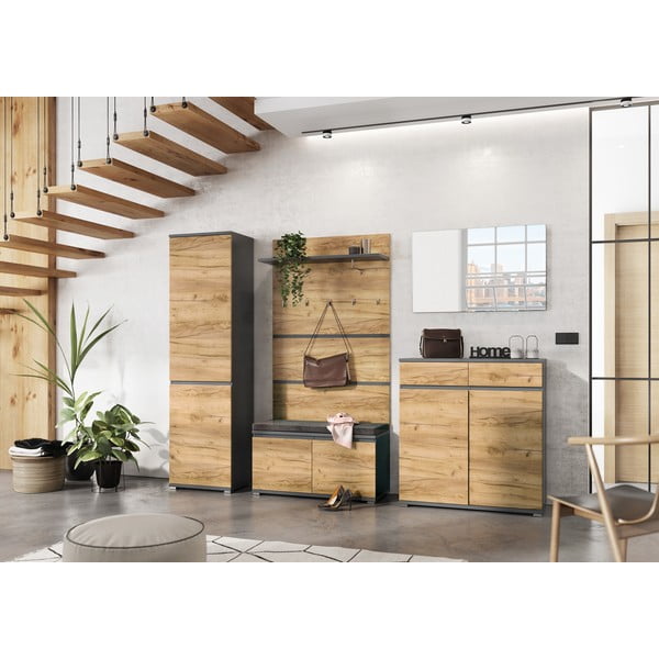 Garderobni panel v hrastovem dekorju v naravni barvi Lissabon – Germania-image-4