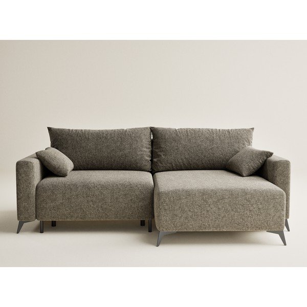 Rjava raztegljiva/s prostorom za shranjevanje kotna sedežna garnitura iz šenilje (desni kot/z ležalnikom) Leon – Maison de Rêve-image-2