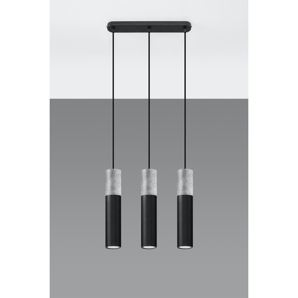 Črno-siva viseča svetilka Sollux Edo, dolžina 40 cm-image-3