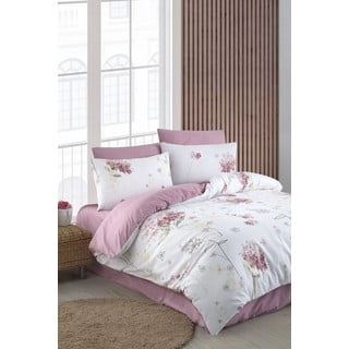 Belo-rožnata enojna/podaljšana posteljnina z rjuho/3-delna 160x220 cm Floral – Mila Home