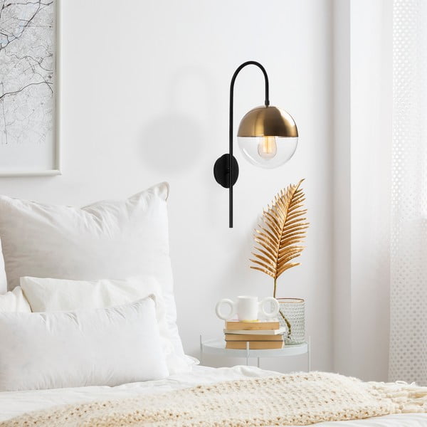 Črna/zlata stenska svetilka ø 20 cm Bastos – Opviq lights-image-1