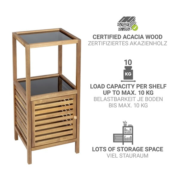 Črna/naravna nizka ozka kopalniška omarica iz masivne akacije 39,5x86 cm Fondi – Wenko-image-2