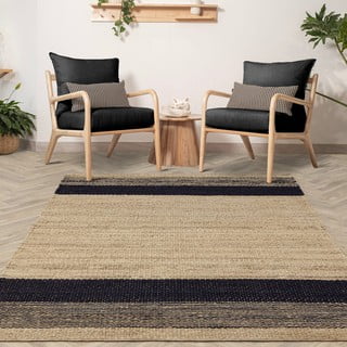 Črna/bež obojestranska ročno tkana preproga iz jute 120x170 cm Cedar – Asiatic Carpets