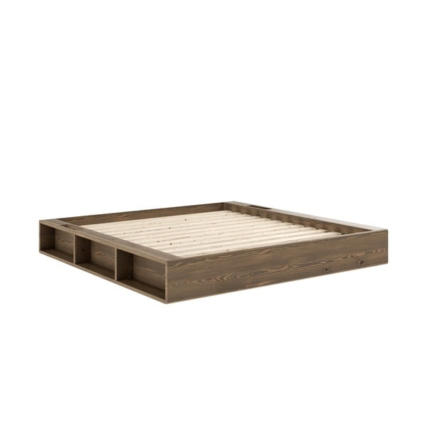 Rjava zakonska postelja iz borovega lesa z letvenim dnom 180x200 cm Ziggy - Karup Design