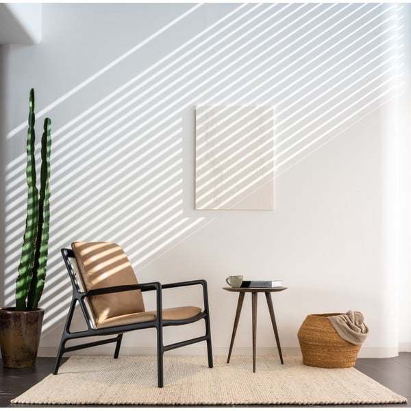 Črn/bež usnjen fotelj Dedo – Gazzda-image-1