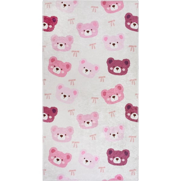 Rožnata/slonokoščena pralna otroška preproga 60x100 cm Cute Teddies Pink – Vitaus