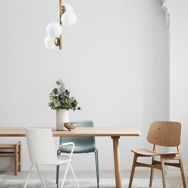 Bela/medeninasta stropna svetilka s steklenim senčilom ø 15 cm Faze – Opviq lights-image-1