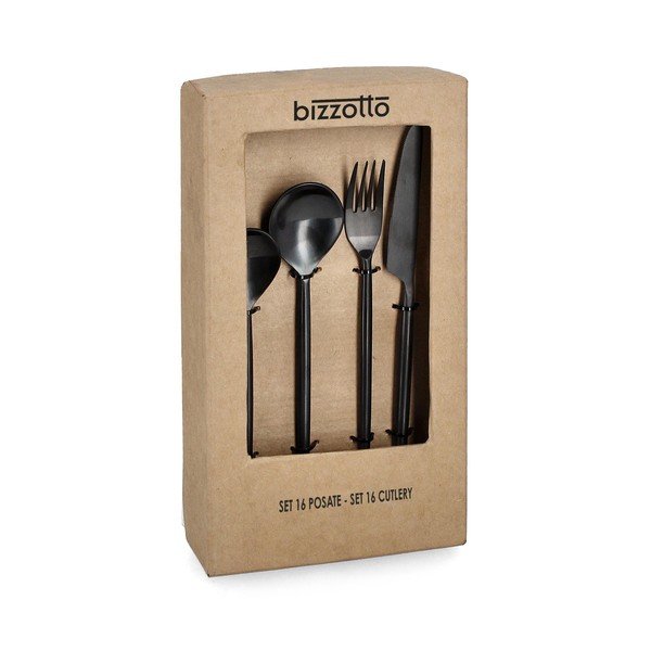 Črn pribor 16 ks iz nerjavečega jekla za 4 osebe Bronte – Bizzotto-image-1