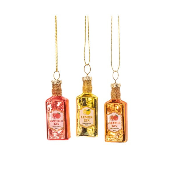 Stekleni okraski za jelko v kompletu 3 ks ø 3 cm Gin Bottle – Sass & Belle
