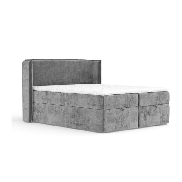 Siva boxspring postelja s prostorom za shranjevanje 180x200 cm Passion – Maison de Rêve