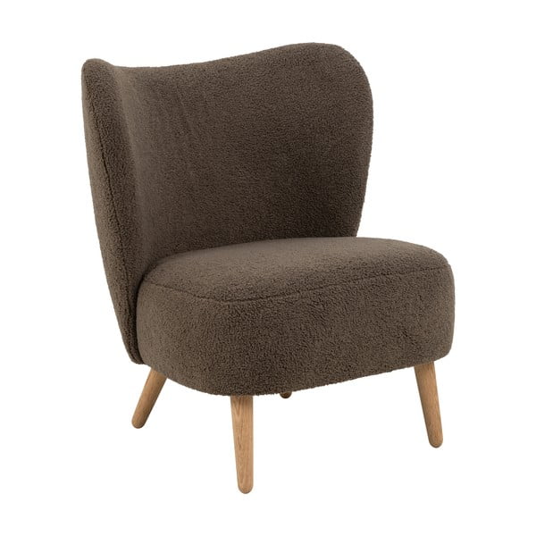 Rjav fotelj iz tkanine bouclé Elmont – Actona