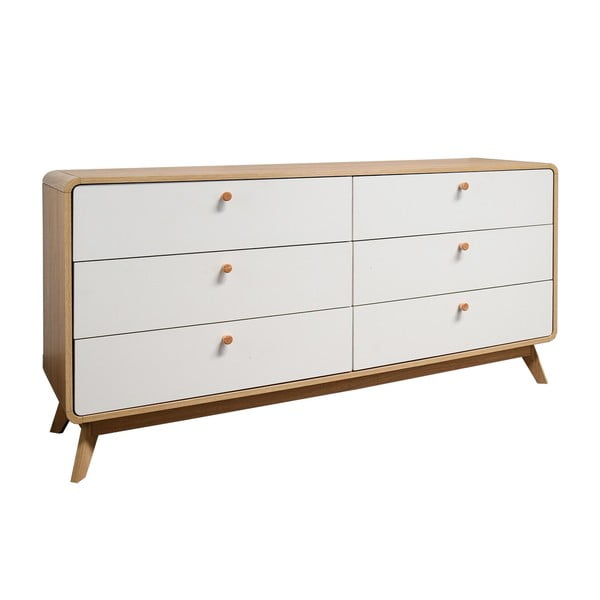 Bela nizka komoda v hrastovem dekorju 150x74 cm Caitlin – Støraa-image-2