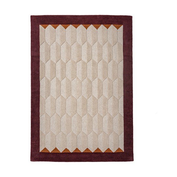 Bordo rdeča/v naravni barvi ročno tkana volnena preproga 120x170 cm Apex Border Wool – Flair Rugs