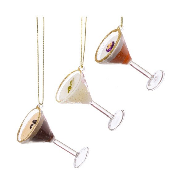 Stekleni okraski za jelko v kompletu 3 ks 15,5 cm Martini Cocktail – Sass & Belle