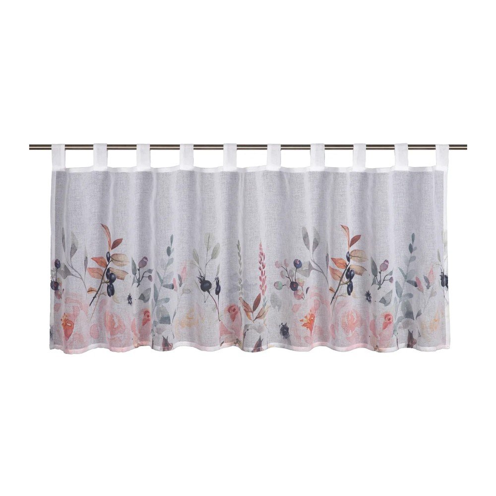 Bela prosojna zavesa 135x45 cm Floral