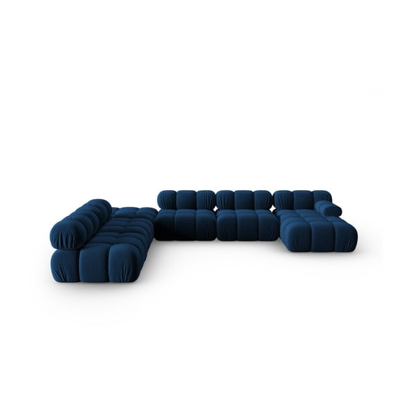 Modra žametna sedežna garnitura 379 cm Bellis – Micadoni Home