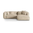 Bež žametna kotna sedežna garnitura (desni kot/z ležalnikom) Martina – Micadoni 