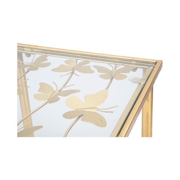 Stranska mizica s stekleno mizno ploščo v beli in zlati barvi 35x100 cm Butterflies – Mauro Ferretti-image-4