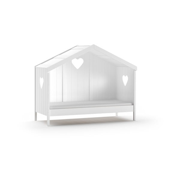 Bela otroška postelja iz masivnega bora v obliki hiške 90x200 cm AMORI – Vipack