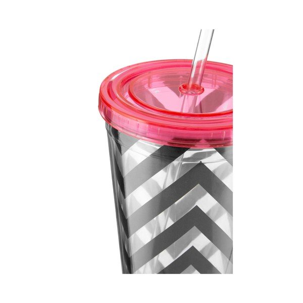 Črtasta skodelica z rožnatim pokrovom Premier Housewares Chevron, 450 ml-image-2