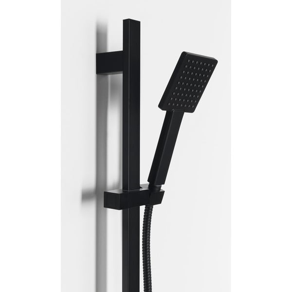 Mat črna tuš garnitura iz nerjavečega jekla z ročno prho in drsnim nosilcem 70 cm – Sapho-image-1
