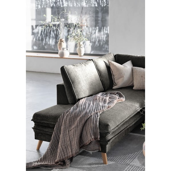 Temno siva raztegljiva kotna sedežna garnitura (levi kot) Charming Charlie – Miuform-image-4