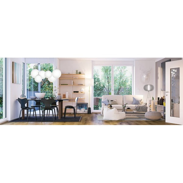 Bela/srebrna viseča svetilka s steklenim senčilom ø 25 cm RONDO – EGLO-image-1