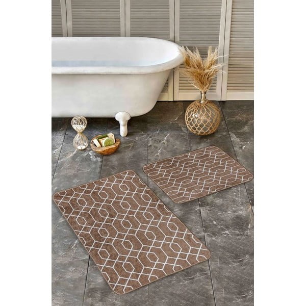 Rjave žametne kopalniške preproge v kompletu 2 ks 60x100 cm – Mila Home-image-4