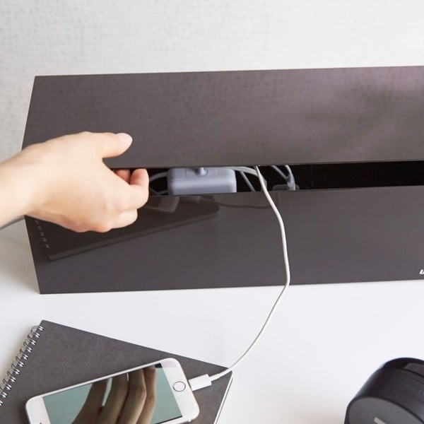 Črno-rjava škatla za polnilce YAMAZAKI Web Cable Box-image-1