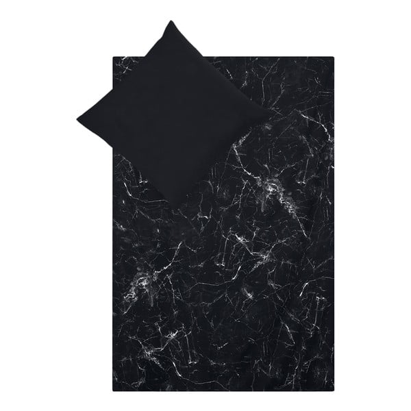 Črna posteljnina iz bombažnega perkala Westwing Collection Malin, 155 x 220 cm