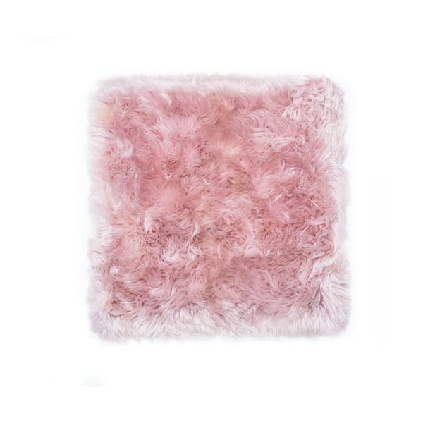 Rožnata preproga iz ovčje kože Royal Dream Zealand Square, 70 x 70 cm
