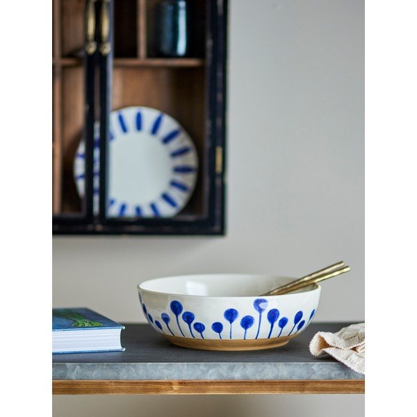 Bela/modra keramična skleda ø 28 cm Linora – Bloomingville-image-1