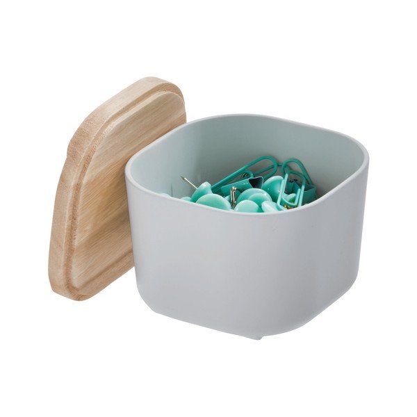 Siva škatla za shranjevanje s pokrovom iz pavlovnije iDesign Eco, 9 x 9 cm-image-2