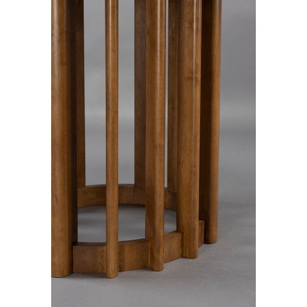 Okrogla jedilna miza z mizno ploščo v orehovem dekorju ø 120 cm Barlet – Dutchbone-image-1