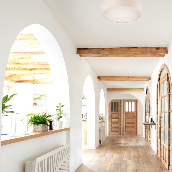 Bela stropna svetilka s steklenim senčilom ø 27 cm Eveline – LAMKUR-image-1