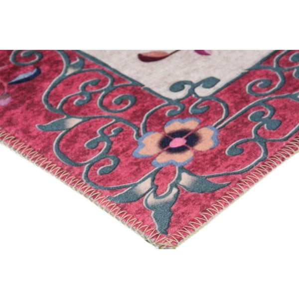 Rdeče-kremna pralna preproga 150x80 cm - Vitaus-image-2