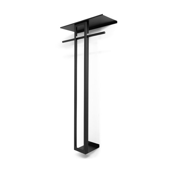 Črn jeklen stenski obešalnik s polico 70 cm Luno Large – Spinder Design