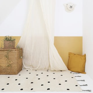 Črno-kremno bela pralna ročno tkana bombažna preproga 100x150 cm Nümi Black – Nattiot