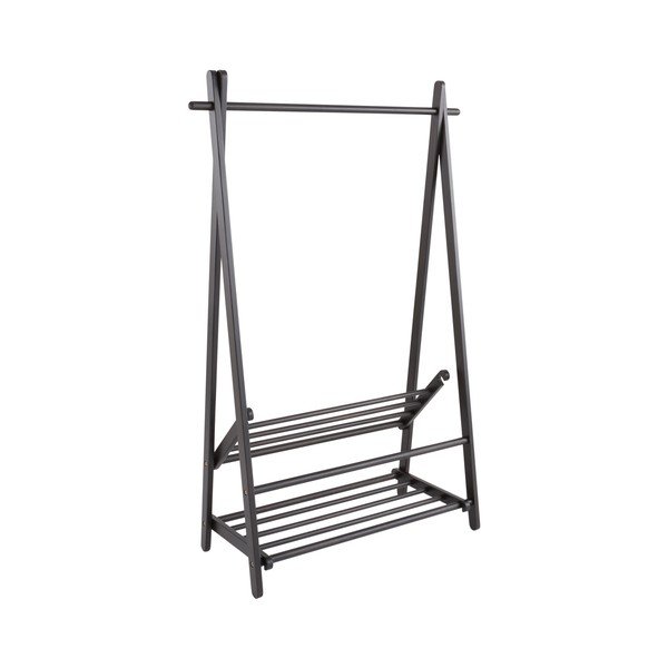 Črno stojalo za oblačila iz masivnega bora 100x150x41 cm Cole – Jotex