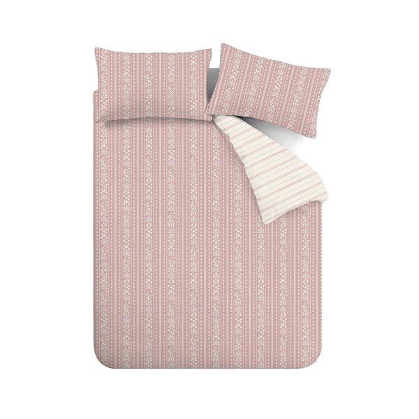 Bela/rožnata enojna posteljnina 135x200 cm Regency Stripe – Catherine Lansfield