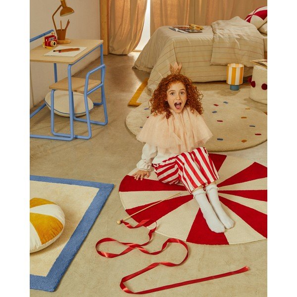 Rdeča/bela otroška preproga iz mešanice bombaža ø100 cm Wirla – Kave Home-image-2