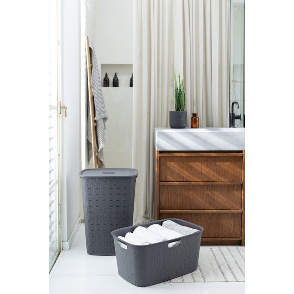 Temno siv plastičen koš za perilo 45 l Softex – Curver-image-1