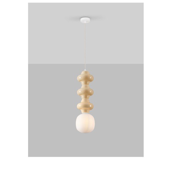 Bela/kremno bela keramična viseča svetilka s steklenim senčilom ø 18 cm Clio – Nova Luce-image-4