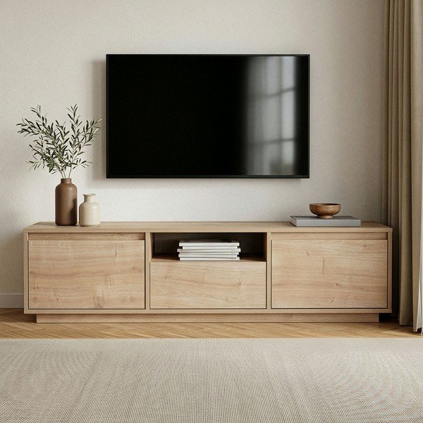 TV omarica v hrastovem dekorju v naravni barvi 160x42x30 cm Sentinel – Kalune Design-image-2