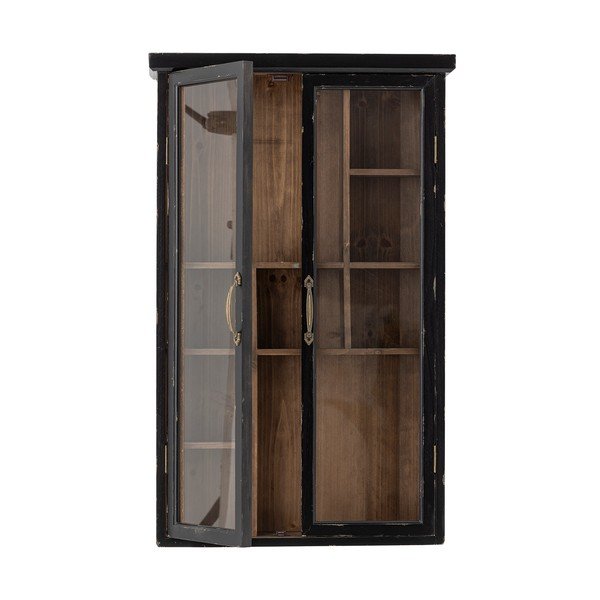 Črna stenska vitrina iz masivne jelke 50x80x14 cm Hazem – Bloomingville-image-4
