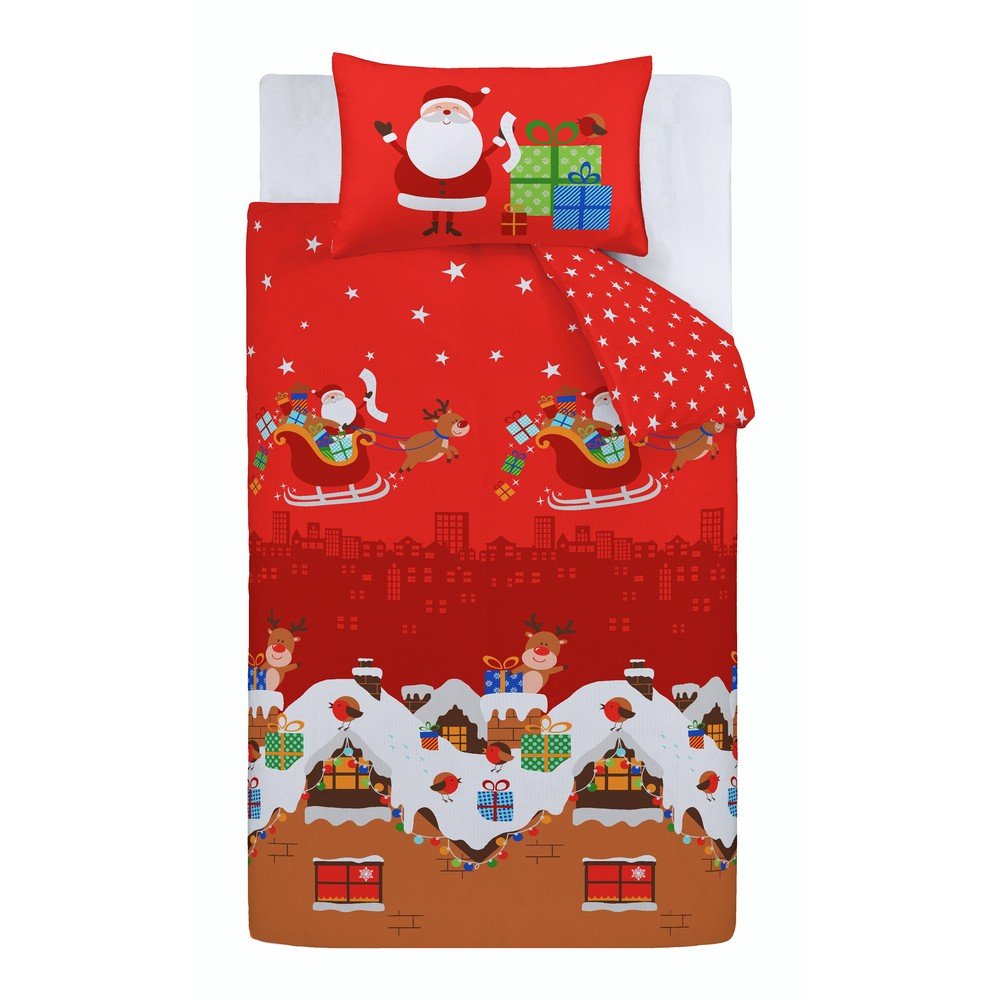 Rdeča otroška posteljnina za posteljico Santa's Christmas Presents