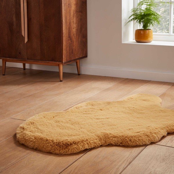 Gorčično rumeno sintetično krzno 60x90 cm Super Teddy – Think Rugs-image-2