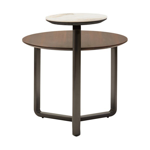 Rjava okrogla klubska mizica iz masivnega evkaliptusa 55x67 cm Imperia – Premier Housewares-image-3