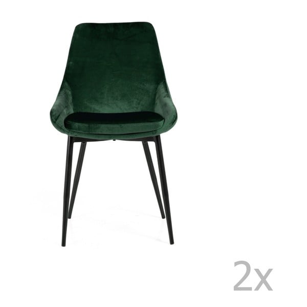 Komplet 2 zelenih jedilnih stolov z žametnim oblazinjenjem Tenzo Lex